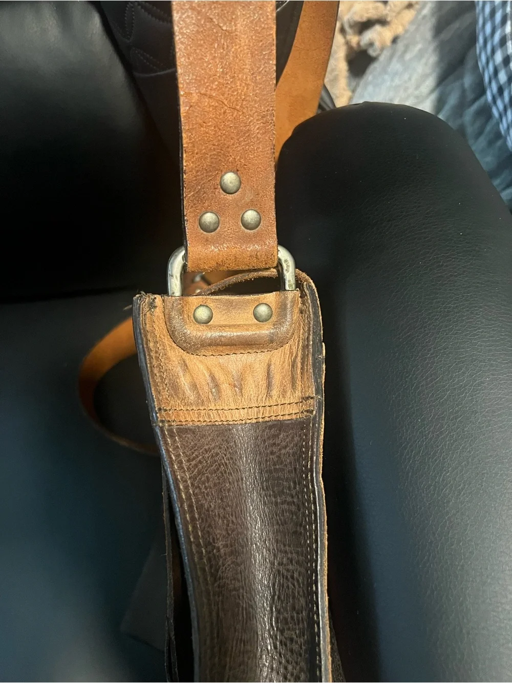 Men’s Diesel Two-Tone Brown Leather Messenger Bag